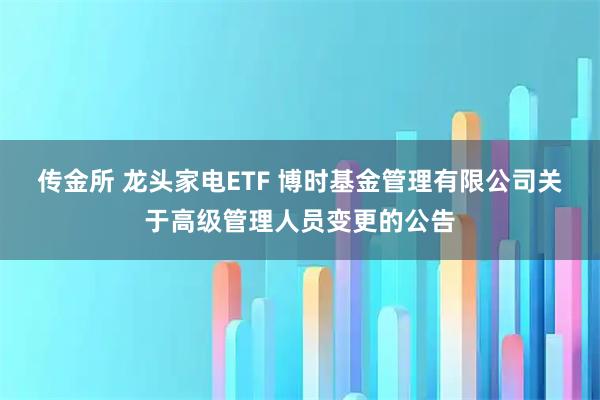 传金所 龙头家电ETF 博时基金管理有限公司关于高级管理人员变更的公告